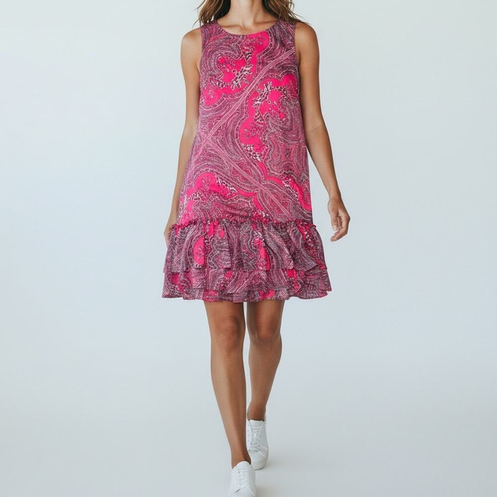 Tommy Hilfiger Sleeveless Dress Women's 10 Pink Paisley Floral Casual Summer